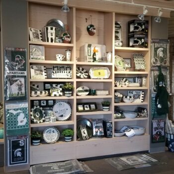 showroom display of football home furnishings and decor